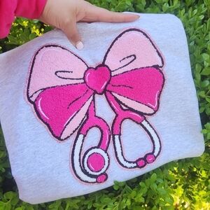 Pink Bow stethascope Sweatshirt
